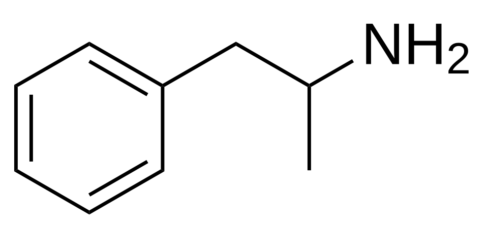 Chemical structure diagram of amphetamine